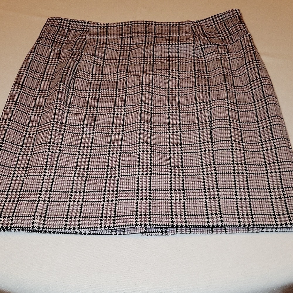 Michael Michael Kors Houndstooth Plaid Pencil Skirt Black White Gray Size M